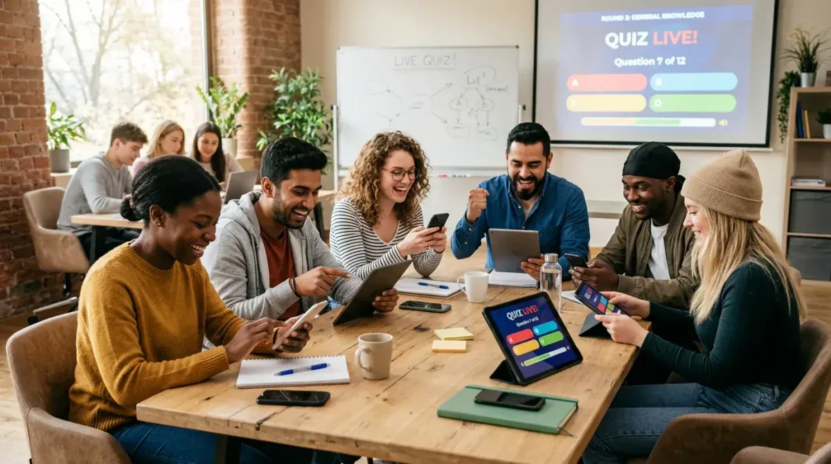 Students participating in a live GamifyTL quiz from their devices